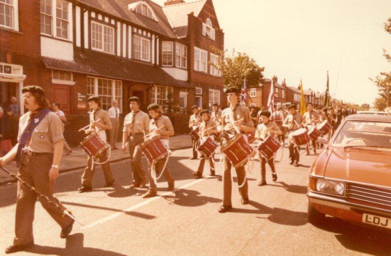 Scouts walking along Swinley Lane, c1978.
