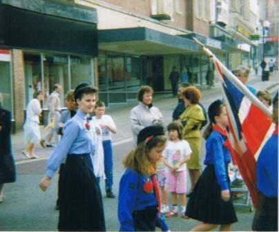 St Georges Day Parade, Wigan town centre circa 1991 St Georges Day Parade, Wigan town centre circa 1991