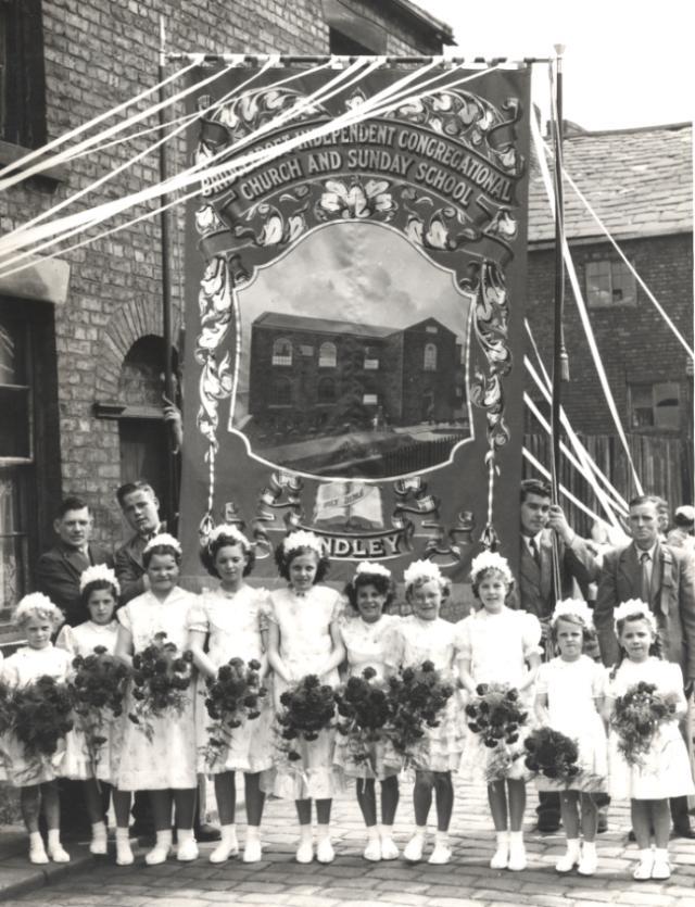 Bridgecroft Street, of Scholars about to walk from Bridgecroft Chapel, June 10, 1950.