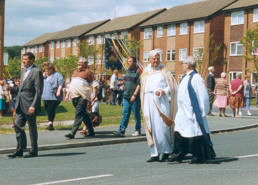 The Reverend J C Sharples, B.Sc. Priest in Charge and Mr James Knowles, B.E.M. Reader. June 1996.