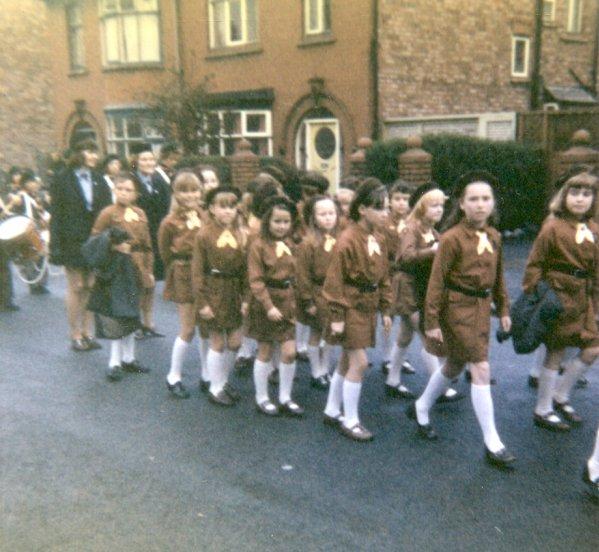 Brownies in Trafalgar Road, c1973. Brownies in Trafalgar Road, c1973.
