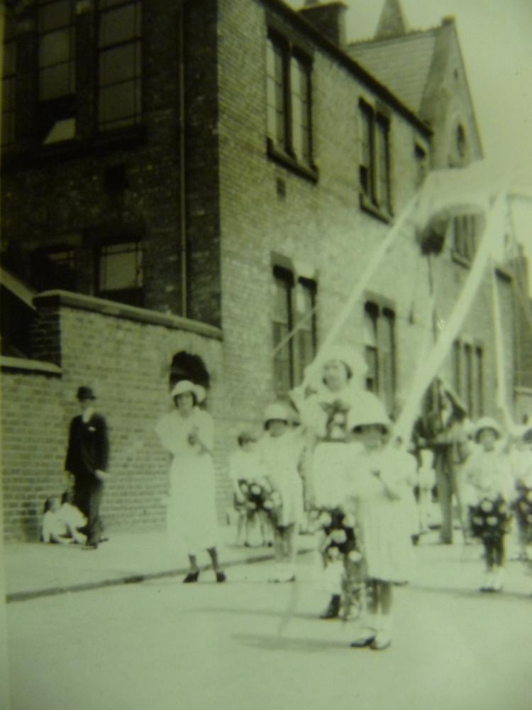 St Thomas' Walking Day outside Clayton Street School