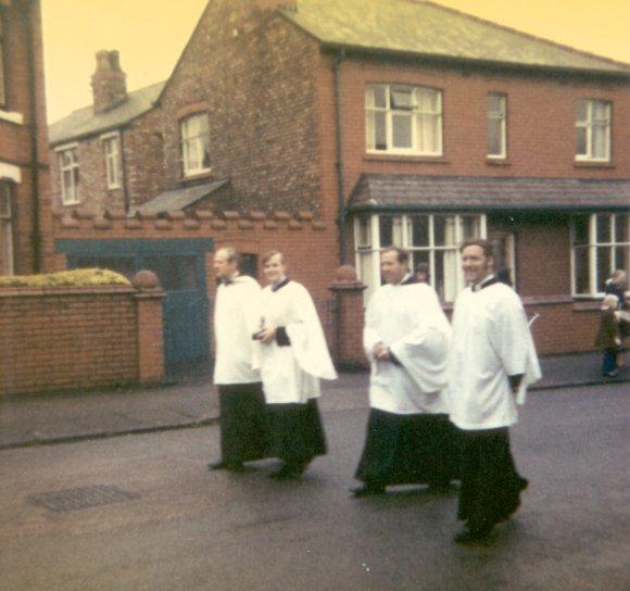 Part of procession in Trafalgar Road, c1973. Part of procession in Trafalgar Road, c1973.