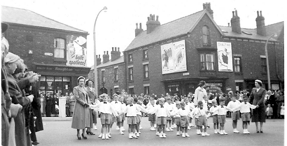St Catharine's Walking Day Birkett Bank/Kirkless St/Darlington St East/Manchester Road circa 1952