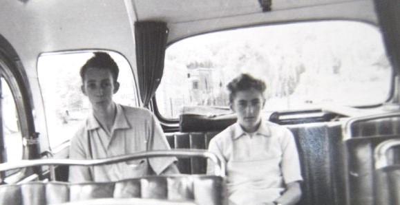Roy Pitcher, Malcolm Milner on the bus in Germany 1960
