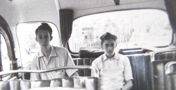 Roy Pitcher, Malcolm Milner on the bus in Germany 1960 Roy Pitcher, Malcolm Milner on the bus in Germany 1960