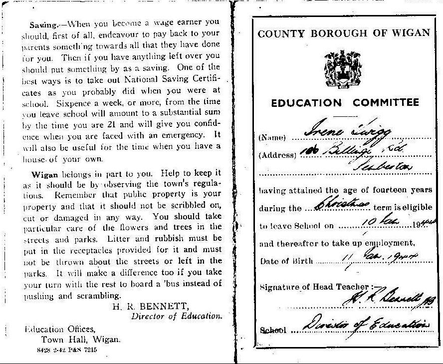 Leaving certificate 1942