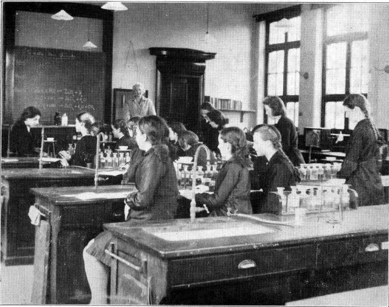 Chemistry lab, c1947. Chemistry lab, c1947.