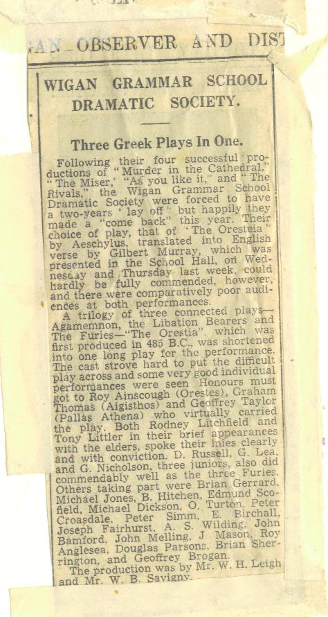 Wigan Grammar School December 1954 Wigan Grammar School December 1954