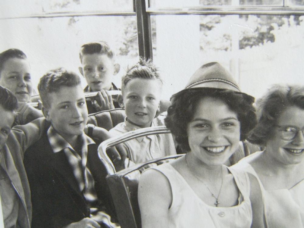 A coach excursion on the school trip in 1960.
