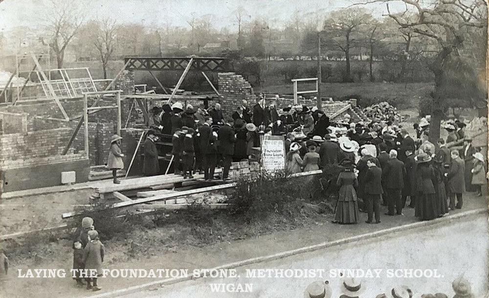FOUNDATION STONE LAYING EARLY 1900'S FOUNDATION STONE LAYING EARLY 1900'S