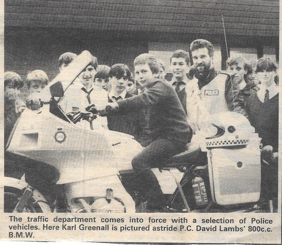 The Police Traffic Unit visit the school in November 1983
