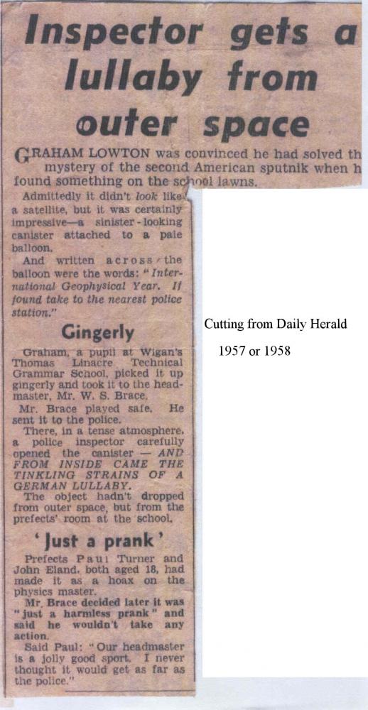 Newspaper Cutting  1957-58?