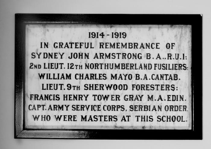 Wigan Grammar School - Schoolmasters Memorial for 1914-1918 Wigan Grammar School - Schoolmasters Memorial for 1914-1918
