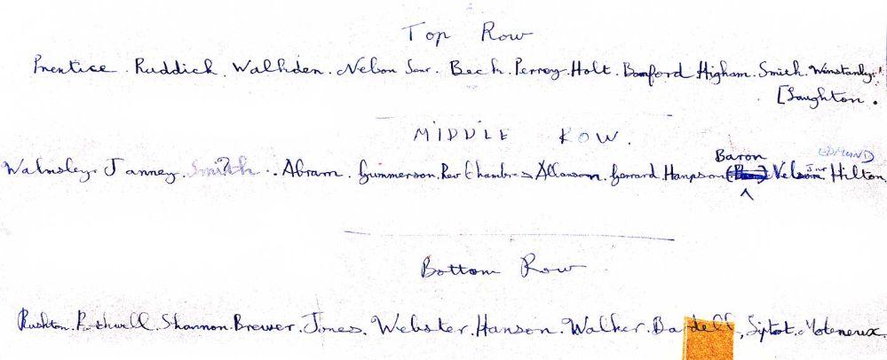 Rear of photo (left) with names. Rear of photo (left) with names.