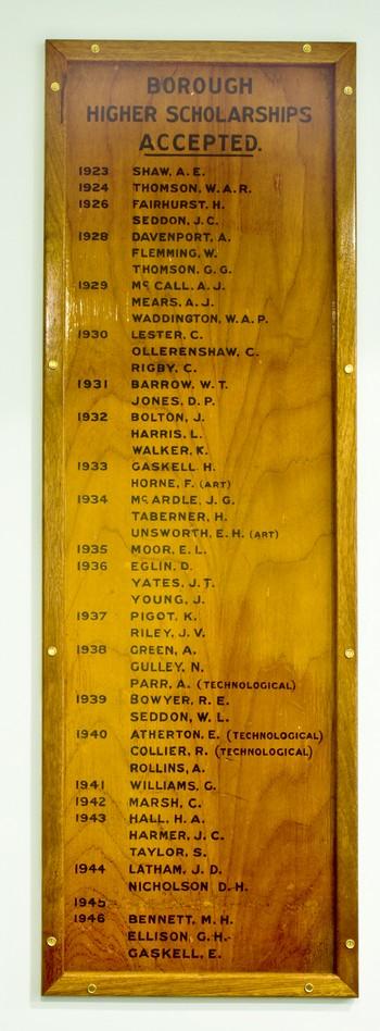 Wigan Grammar School Borough Scholarships 1923-1946