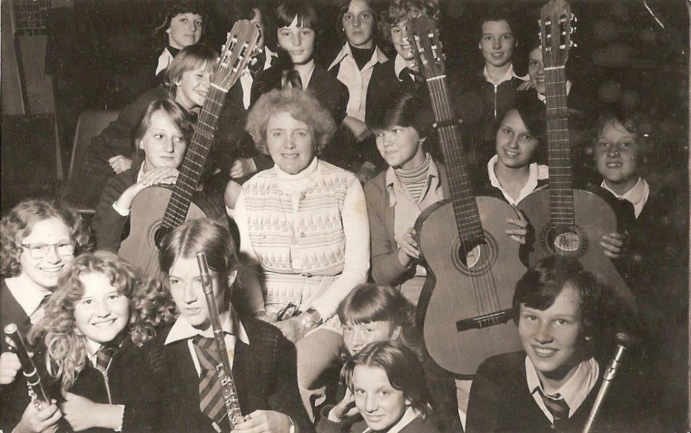 Mrs Eileen Barbour and her music class