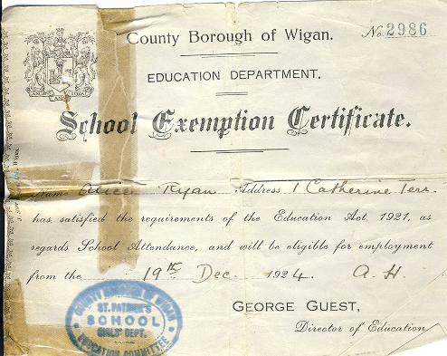 St Patricks Exemption Cert  1924