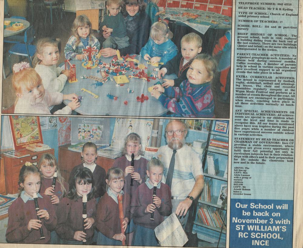Ince C of E Primary School  Newspaper cutting Oct 20th 1993  2