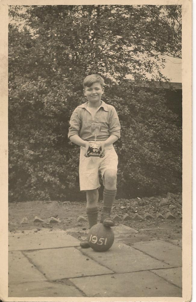 St. Nats 1951 football team-me holding the cup the team won