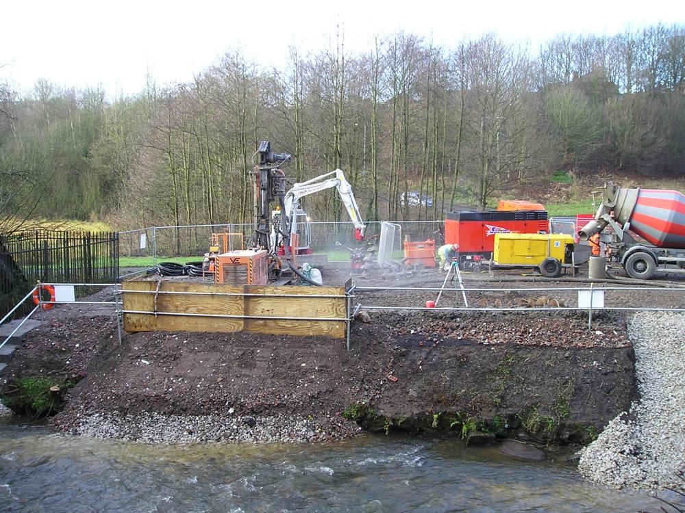 09-12-09. Piling for new abutments to the footbridge. 09-12-09. Piling for new abutments to the footbridge.