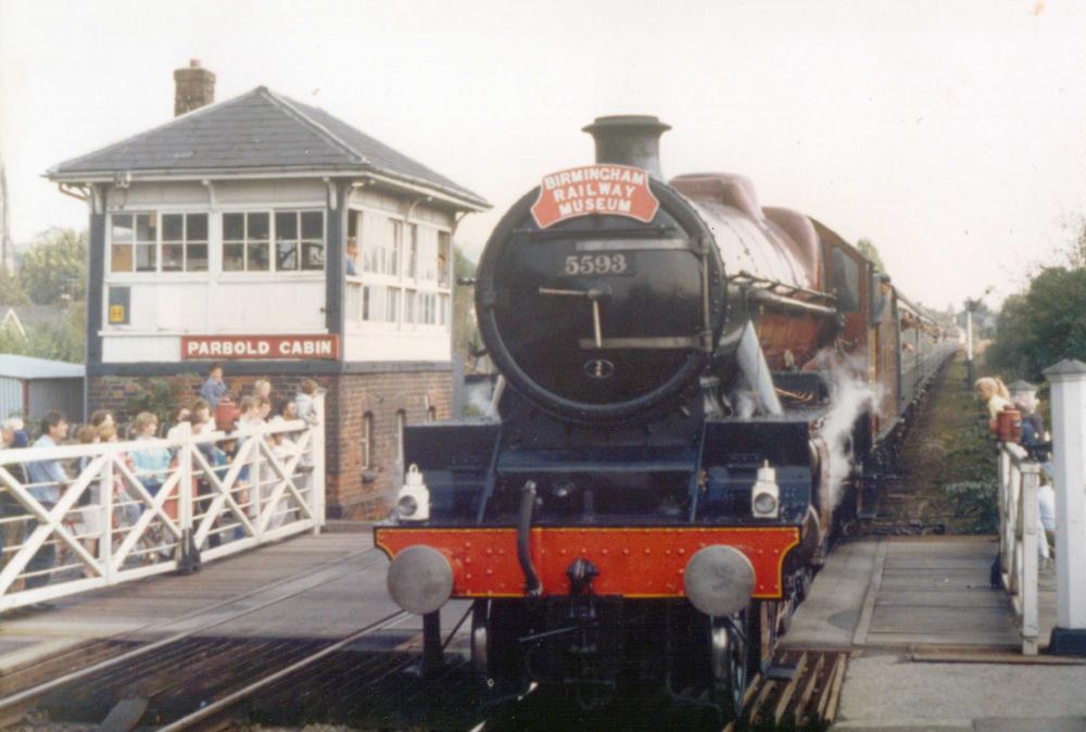 5593 Kolaphur Passing Parbold Signal Box 1986 5593 Kolaphur Passing Parbold Signal Box 1986