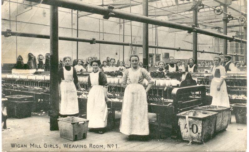 Wigan Mill Girls, Weaving Room No.1. Wigan Mill Girls, Weaving Room No.1.