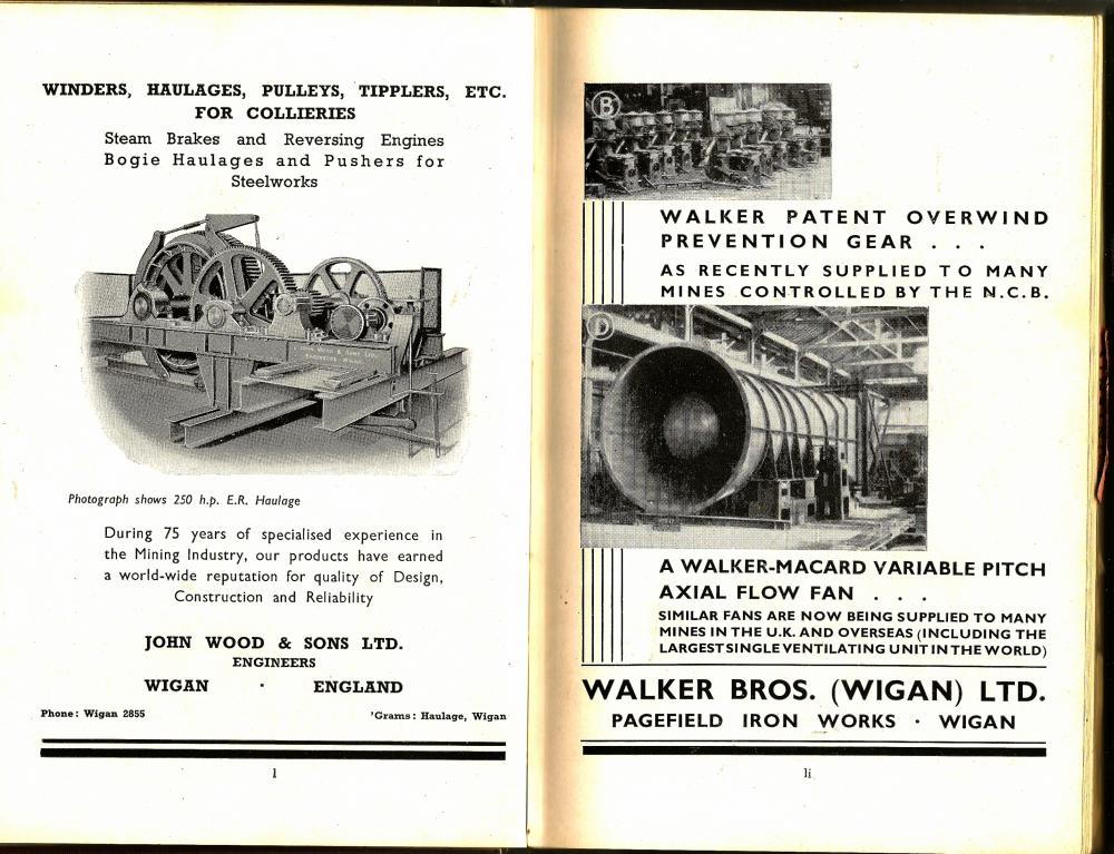 Wigan made products advert(s) for the NCB 1949 edition of  "Guide to the Coalfields" 