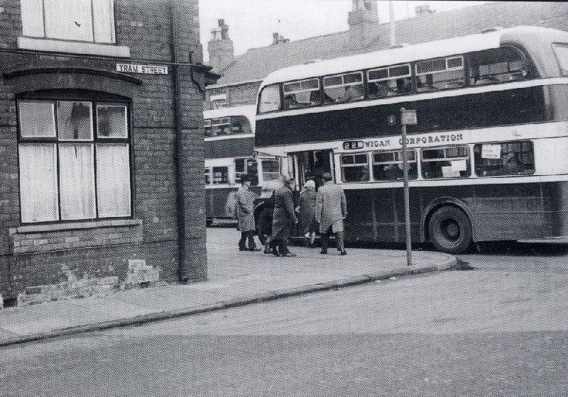 Bus at Tram St. Platt Bridge Bus at Tram St. Platt Bridge