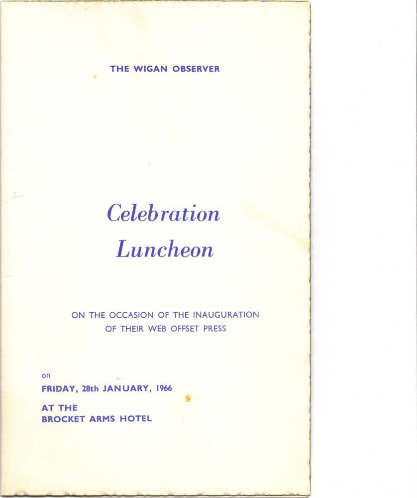 Wigan Observer Celebration Luncheon At The Brocket Arms 1966 Wigan Observer Celebration Luncheon At The Brocket Arms 1966