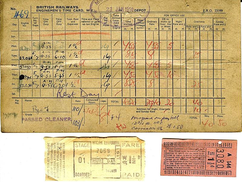 BR time card 1950 BR time card 1950