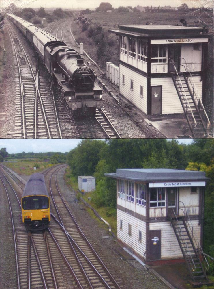 Crow Nest Junction Signal Box,Hindley (then & now)