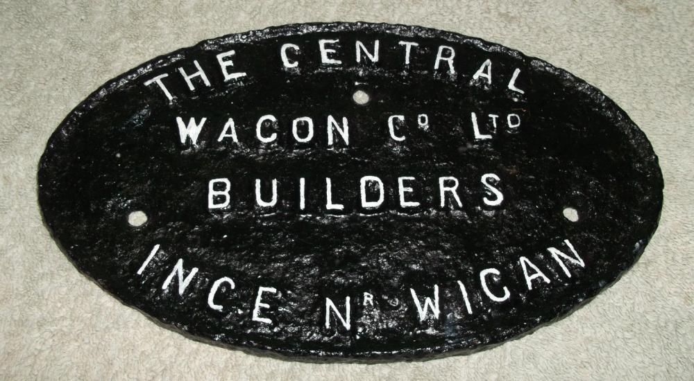 Central Wagon Works Plate