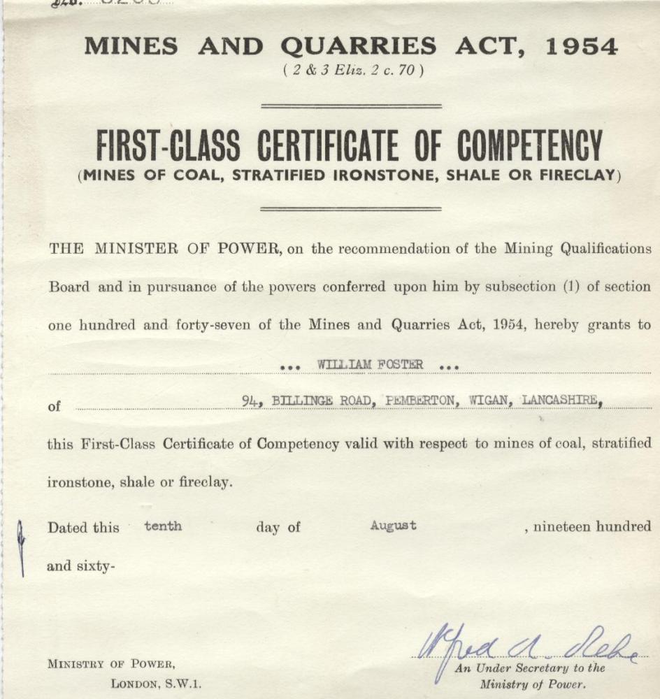 colliery manager's certificate
