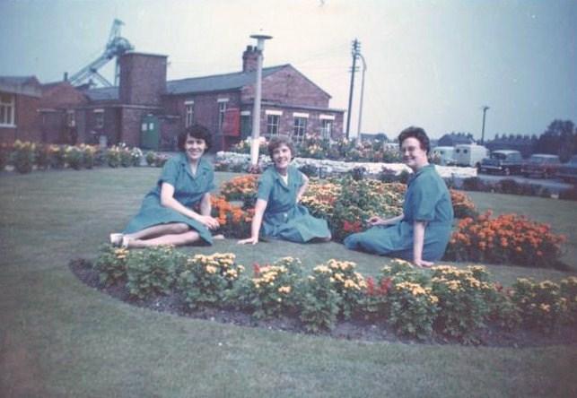 My mam in the centre outside pit canteen Golborne