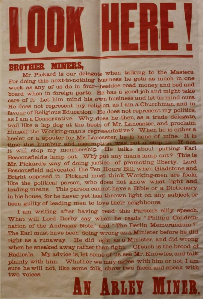 19th Century Leaflet Arley Miner 19th Century Leaflet Arley Miner