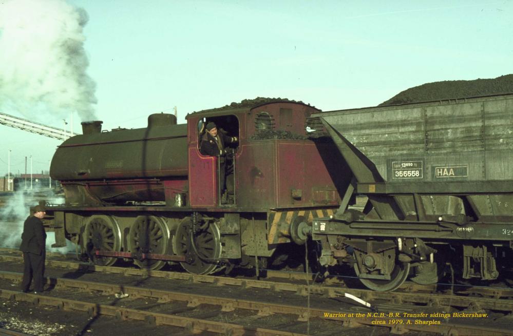 Warrior at the N.C.B.-B.R. transfer sidings Bickershaw. Warrior at the N.C.B.-B.R. transfer sidings Bickershaw.