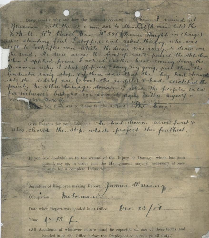 Tram Accident Report 1908 (2) Tram Accident Report 1908 (2)