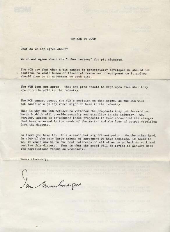1984 Miners Strike Letter 1 page2 1984 Miners Strike Letter 1 page2