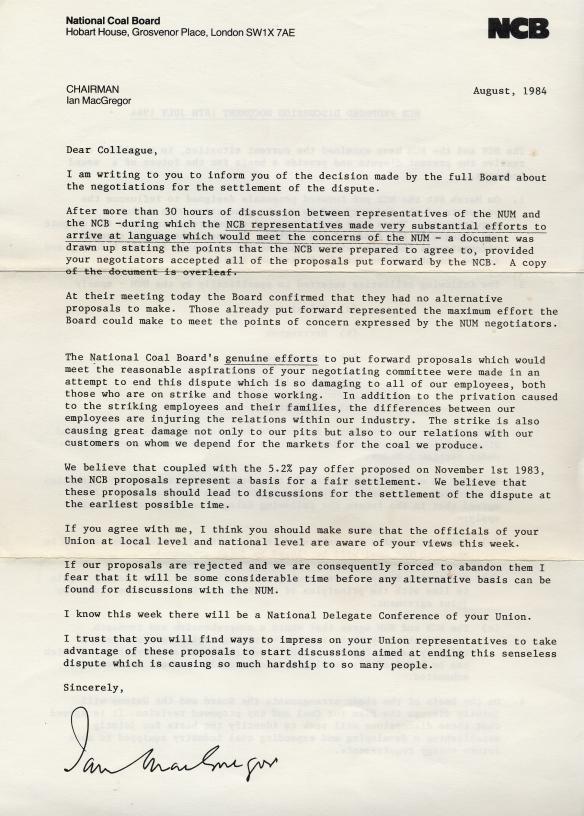 1984 Miners Strike Letter 2