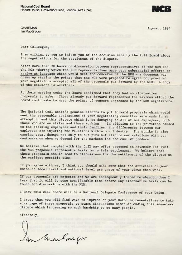 1984 Miners Strike Letter 2 1984 Miners Strike Letter 2