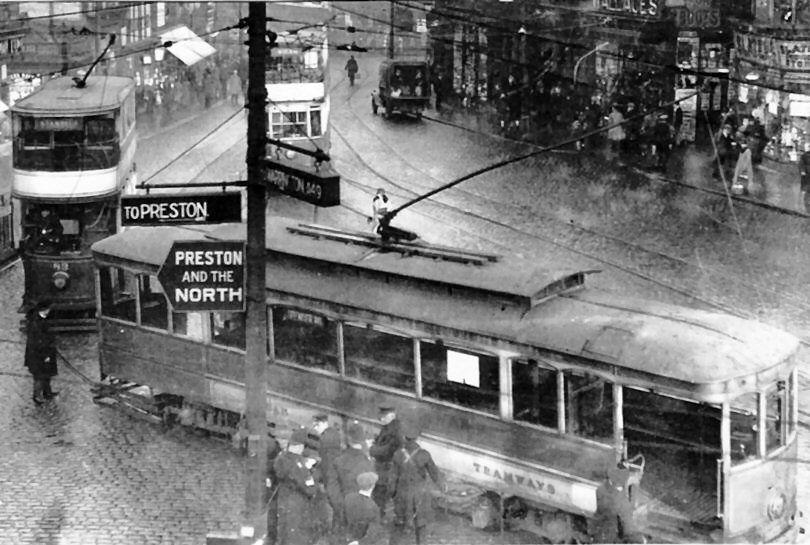 Trams at the top of town.