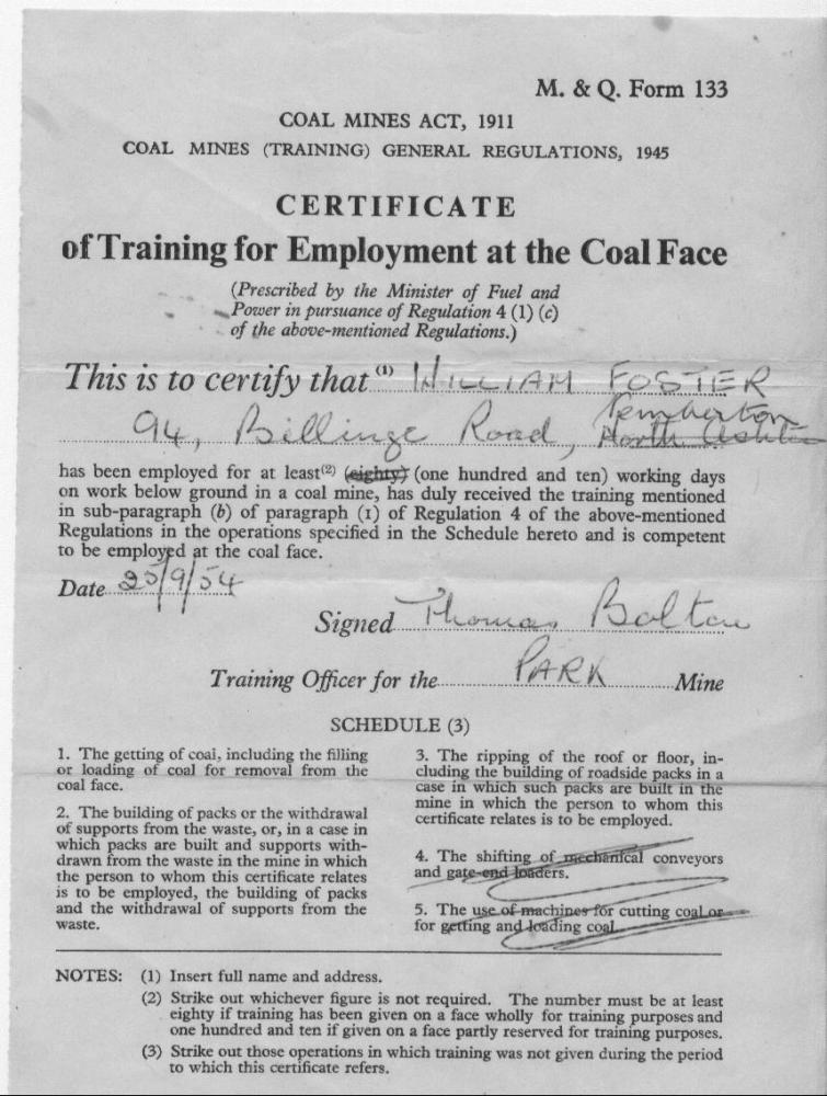 training certificate