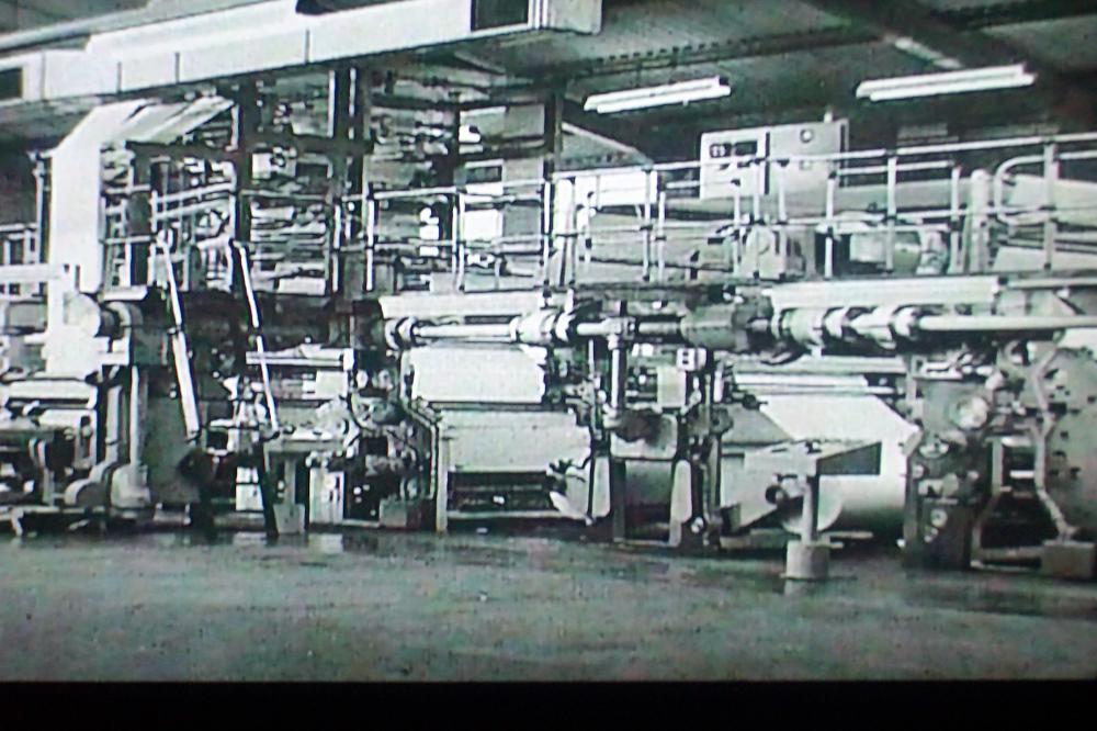 Wigan Observer's new web-offset colour printing press 1966