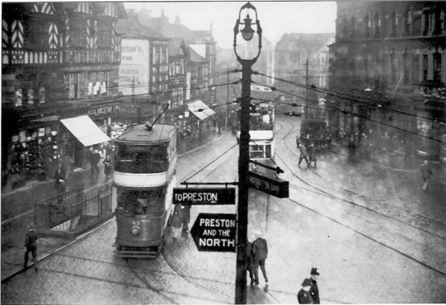 Trams at the top of town.