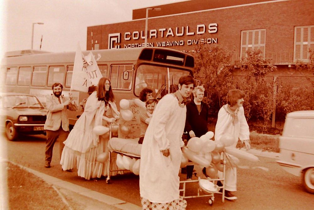 Courtaulds Charity fun bed race 1970's Courtaulds Charity fun bed race 1970's
