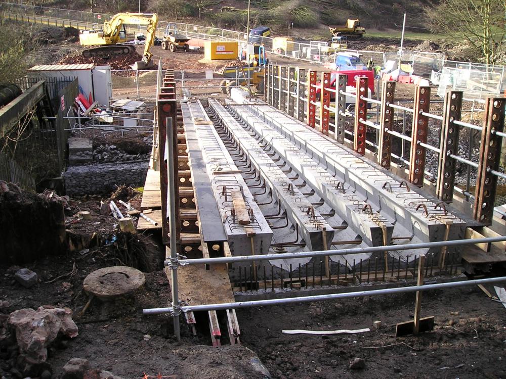 Pedestrian Bridge -Precast concrete beams prior to decking being cast.10-02-10.. Pedestrian Bridge -Precast concrete beams prior to decking being cast.10-02-10..