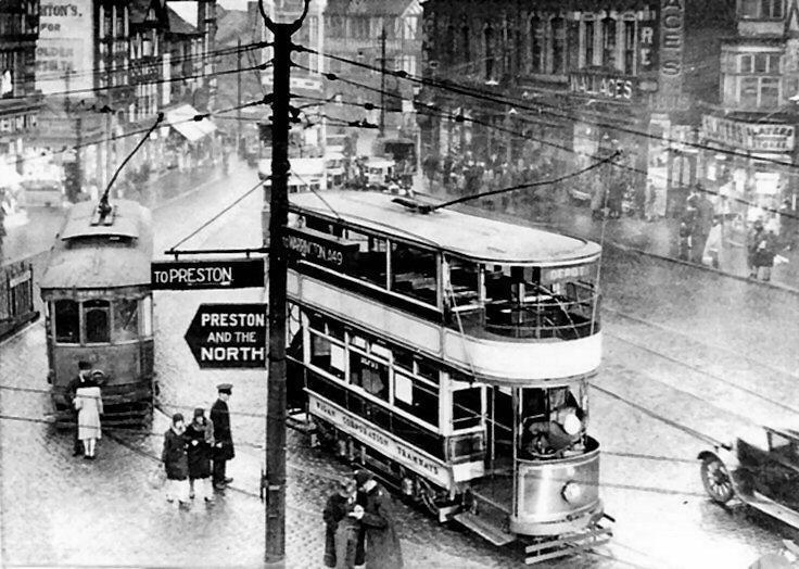 Trams at the top of town.