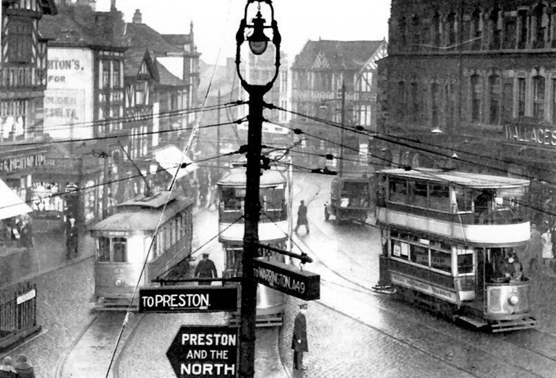 Trams at the top of town.