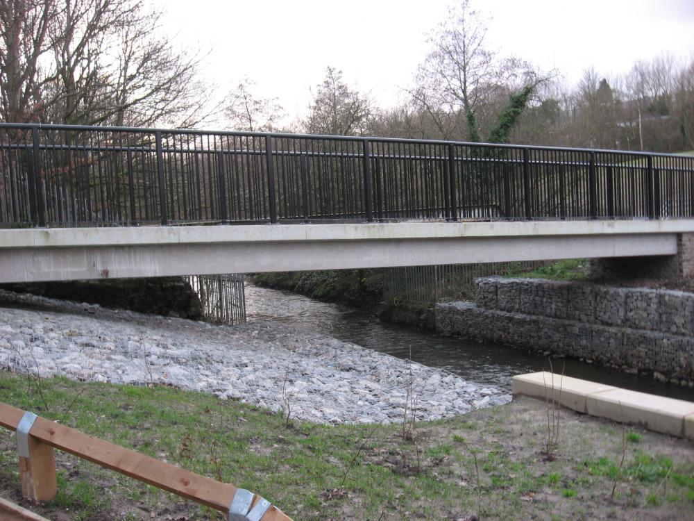 Competed footbridge across the River Douglas.28-12-2011.